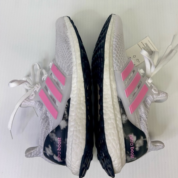 👟 “Adidas” Women’s Ultraboost 5.0 DNA White Mesh w/Pink Stripe Accents - Picture 8 of 17